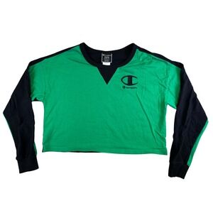 Champion Green and Black Long Sleeve Crop Top